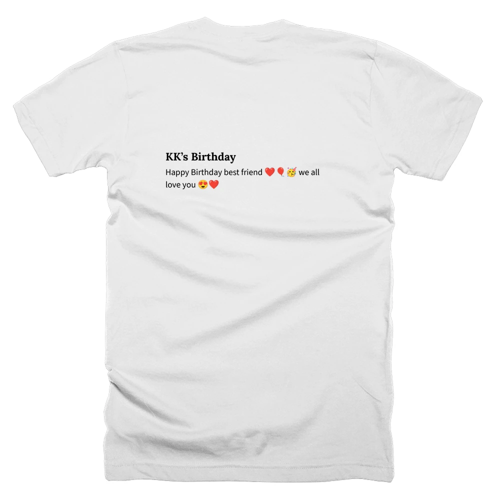 T-shirt with a definition of 'KK’s Birthday' printed on the back