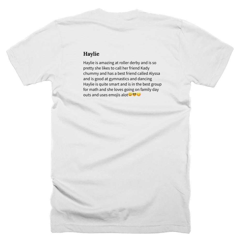 T-shirt with a definition of 'Haylie' printed on the back