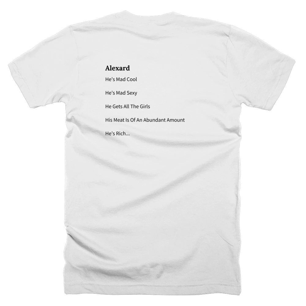 T-shirt with a definition of 'Alexard' printed on the back