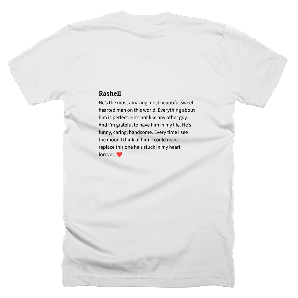 T-shirt with a definition of 'Rashell' printed on the back