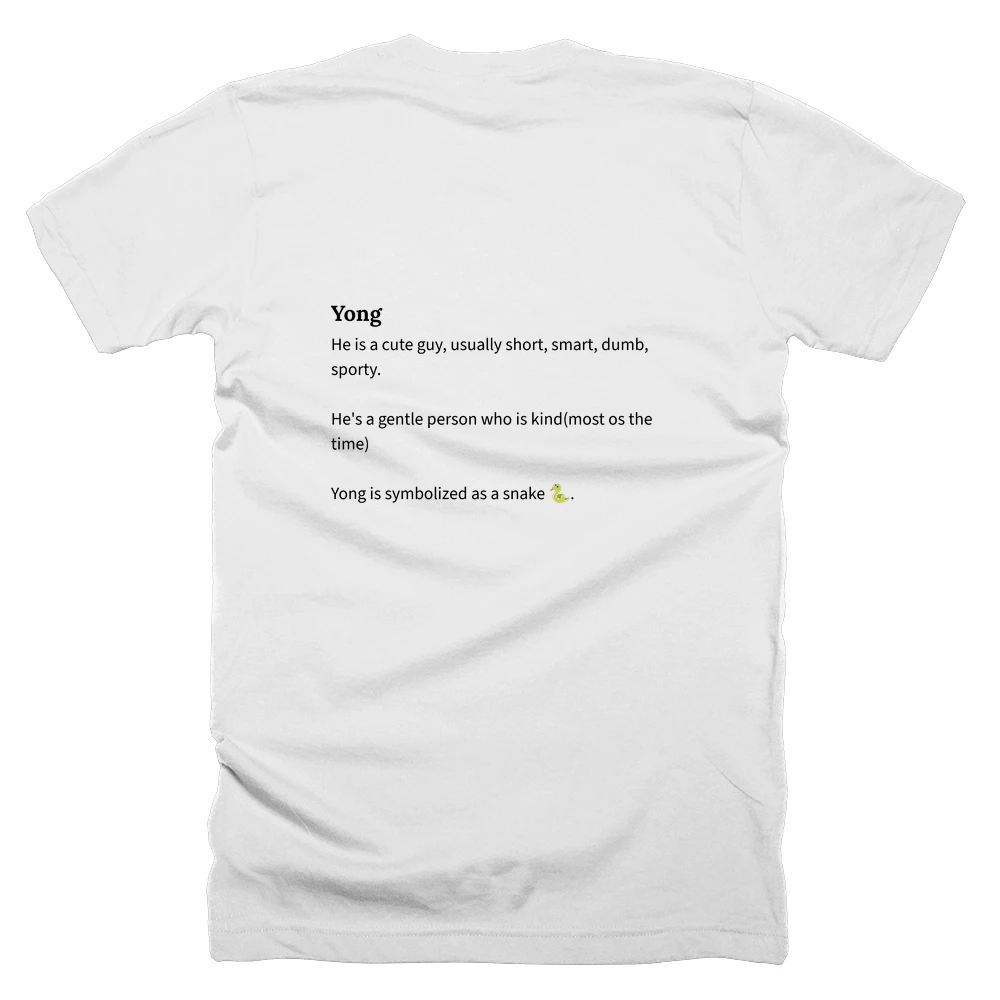 T-shirt with a definition of 'Yong' printed on the back