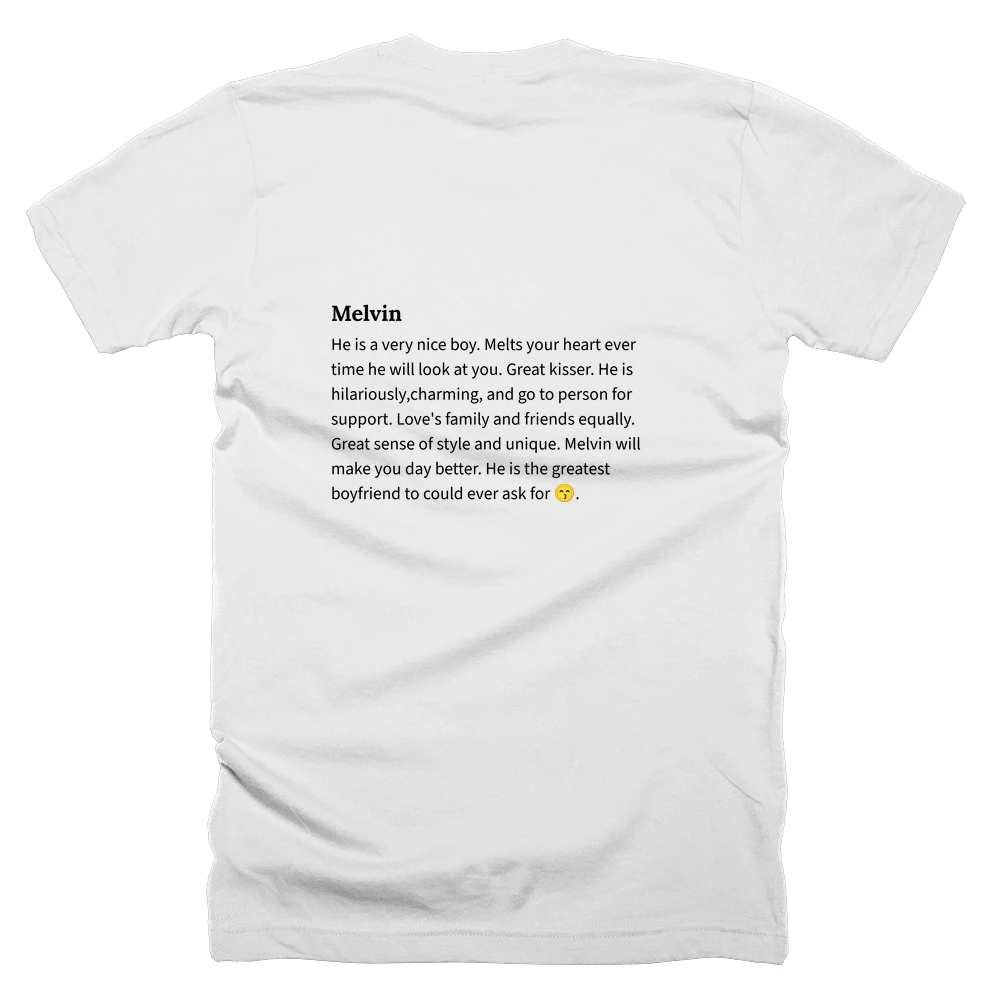 T-shirt with a definition of 'Melvin' printed on the back