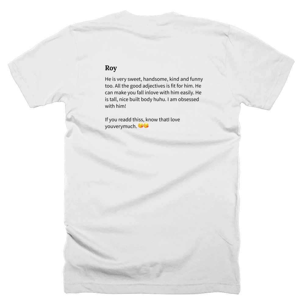 T-shirt with a definition of 'Roy' printed on the back