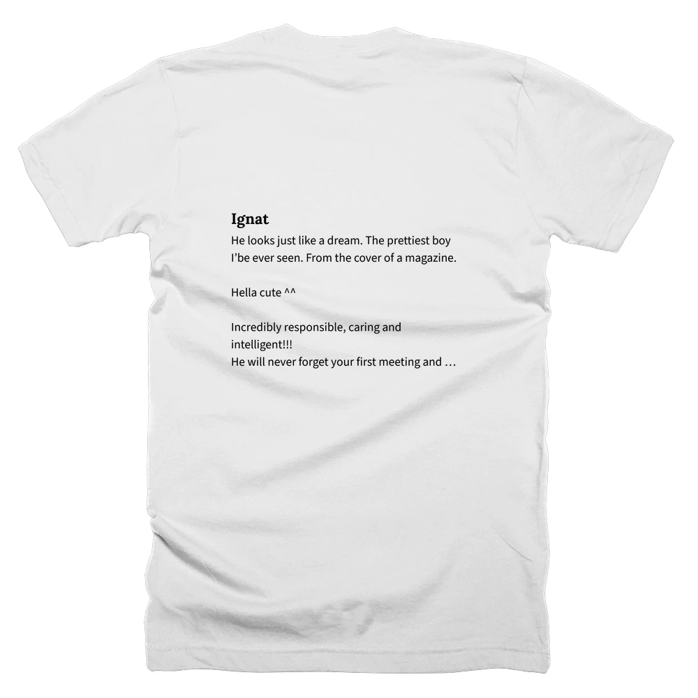 T-shirt with a definition of 'Ignat' printed on the back