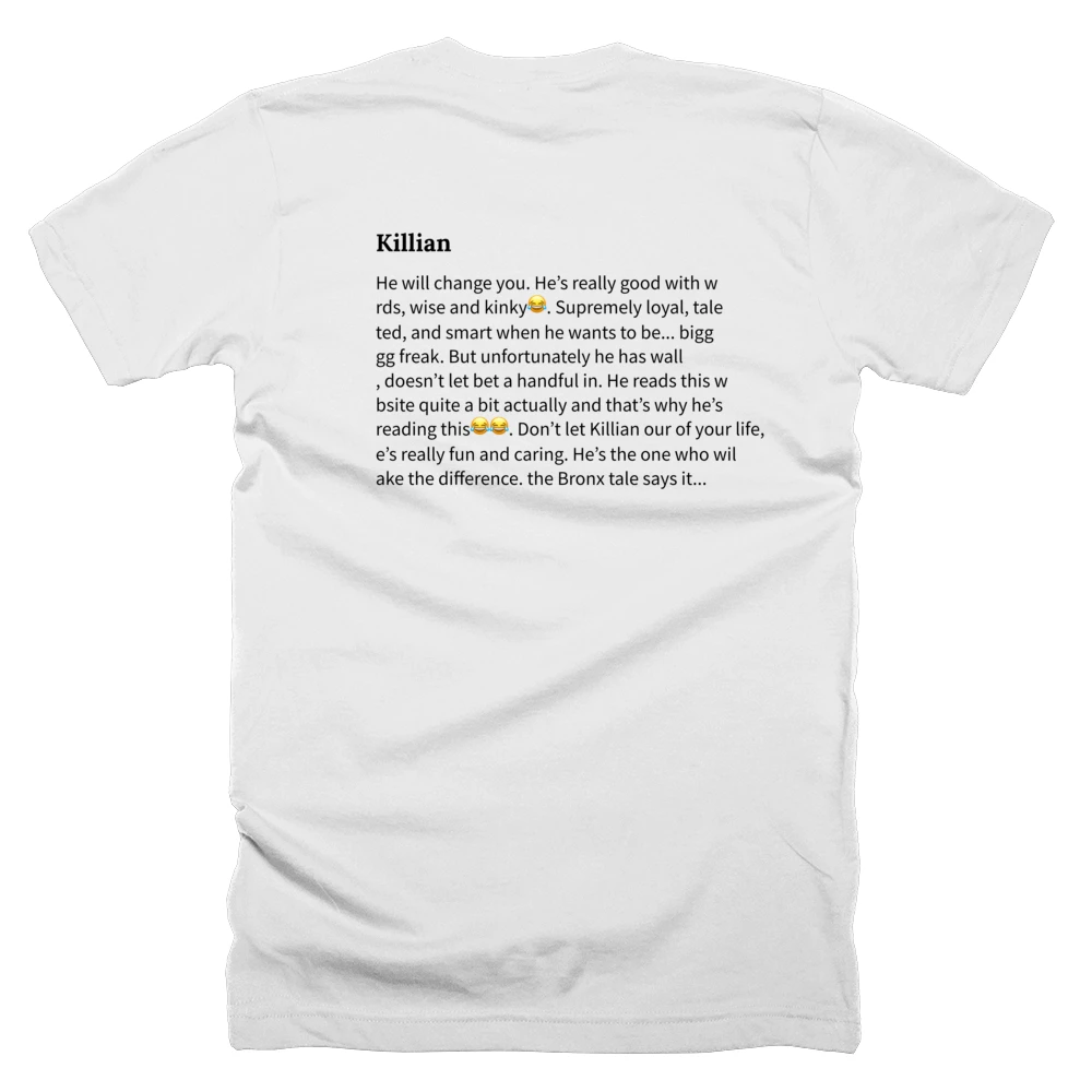 T-shirt with a definition of 'Killian' printed on the back
