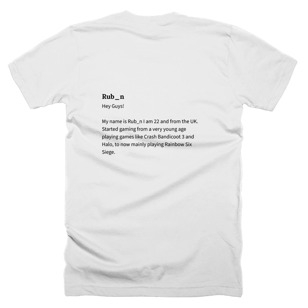 T-shirt with a definition of 'Rub_n' printed on the back