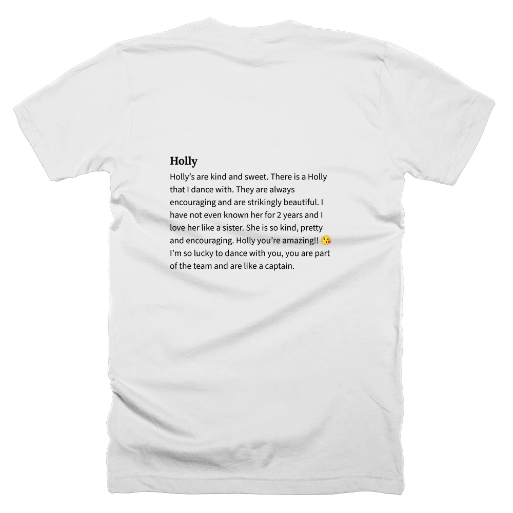 T-shirt with a definition of 'Holly' printed on the back