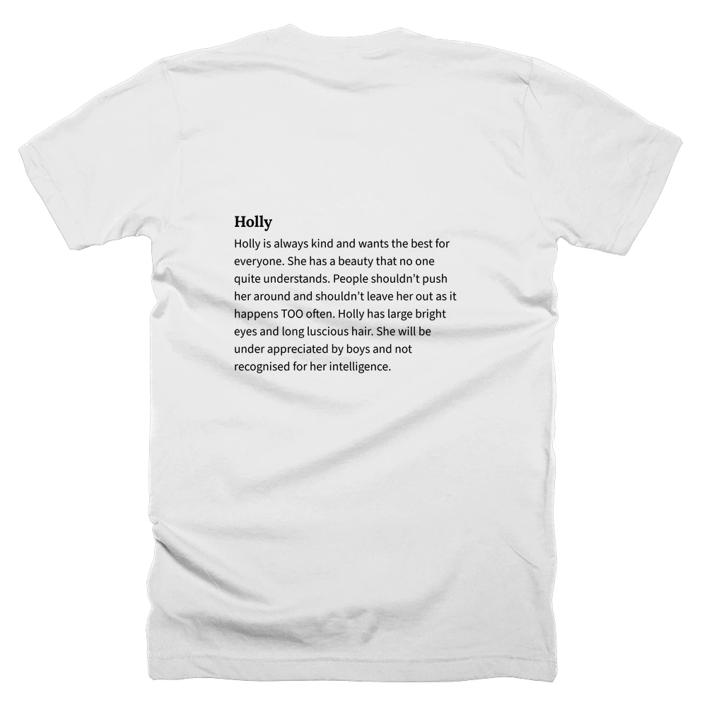 T-shirt with a definition of 'Holly' printed on the back