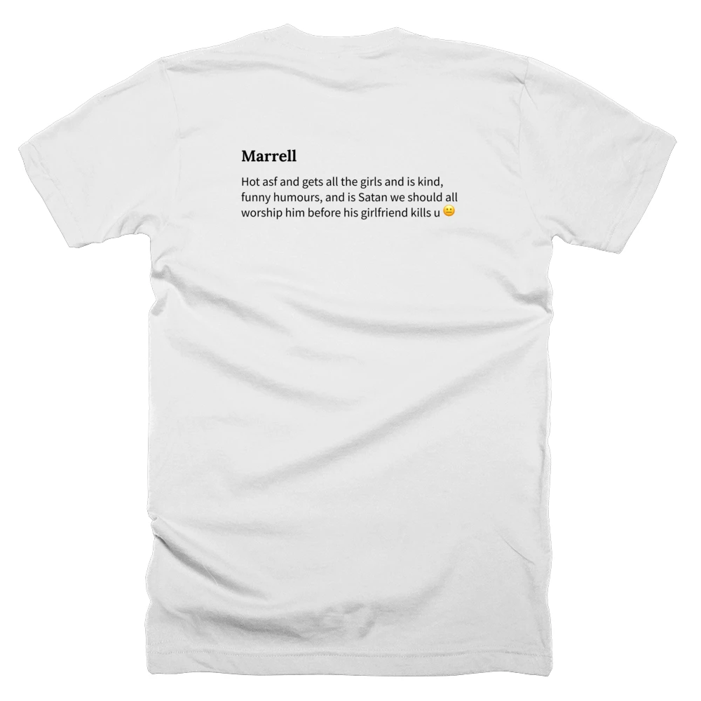 T-shirt with a definition of 'Marrell' printed on the back