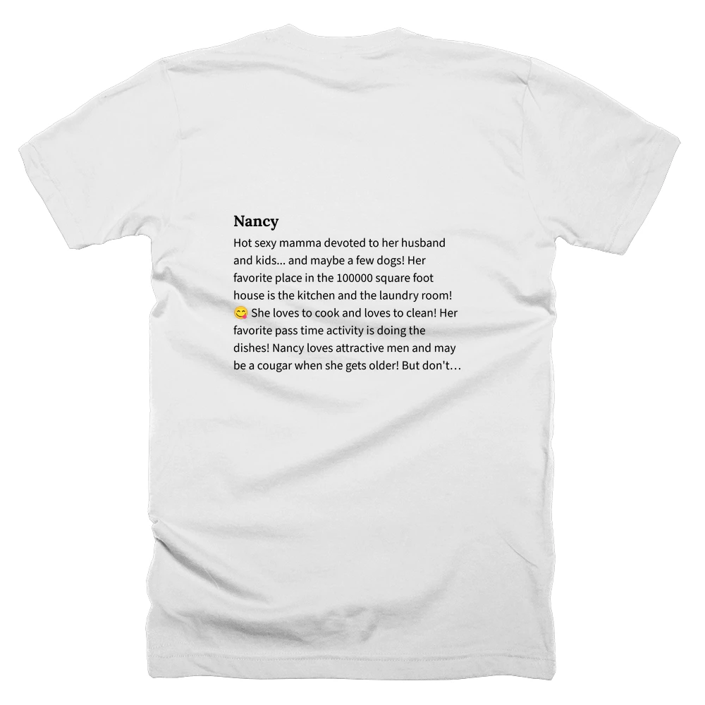 T-shirt with a definition of 'Nancy' printed on the back