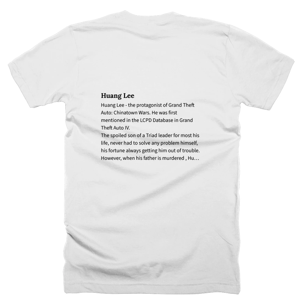 T-shirt with a definition of 'Huang Lee' printed on the back