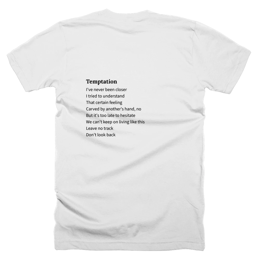 T-shirt with a definition of 'Temptation' printed on the back