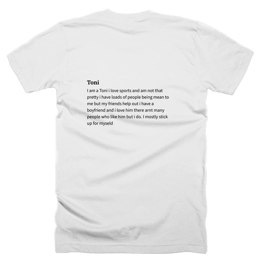 T-shirt with a definition of 'Toni' printed on the back