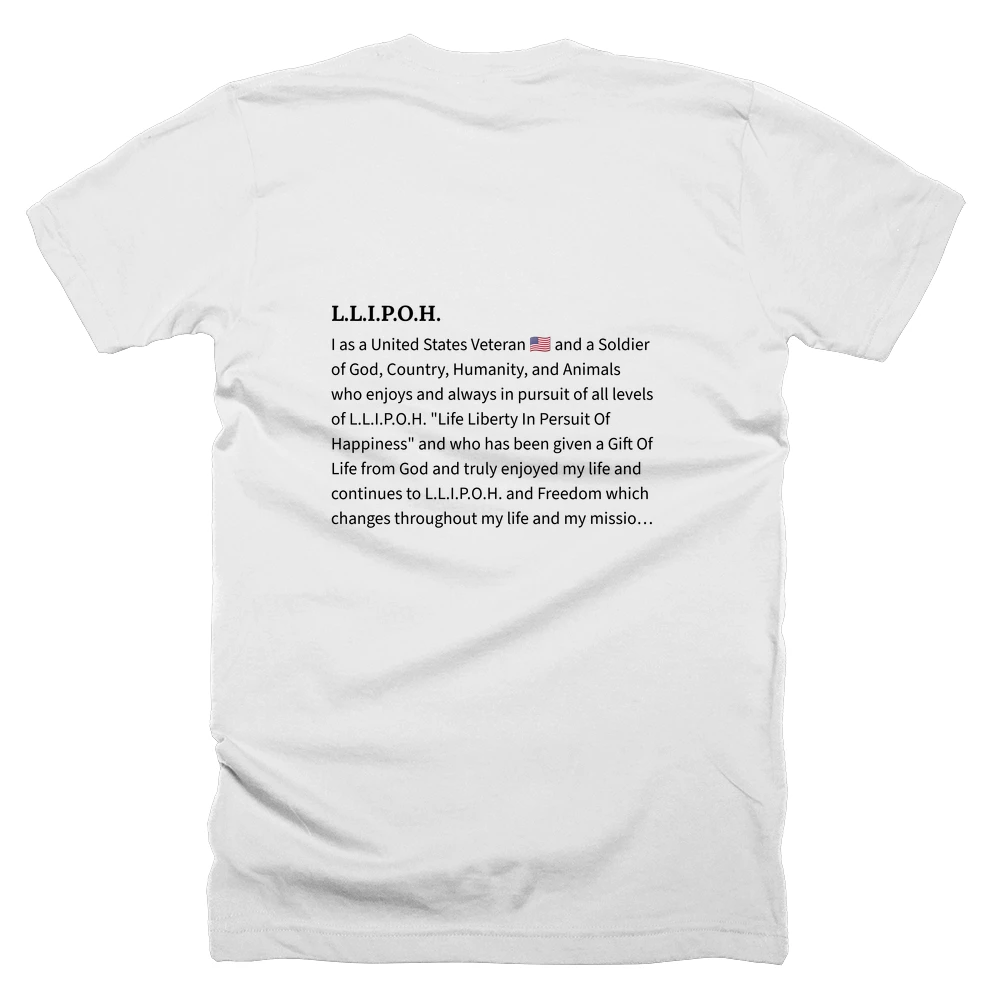 T-shirt with a definition of 'L.L.I.P.O.H.' printed on the back