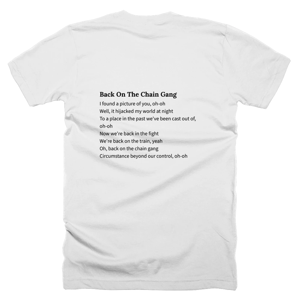 T-shirt with a definition of 'Back On The Chain Gang' printed on the back