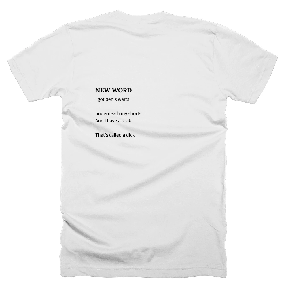 T-shirt with a definition of 'NEW WORD' printed on the back