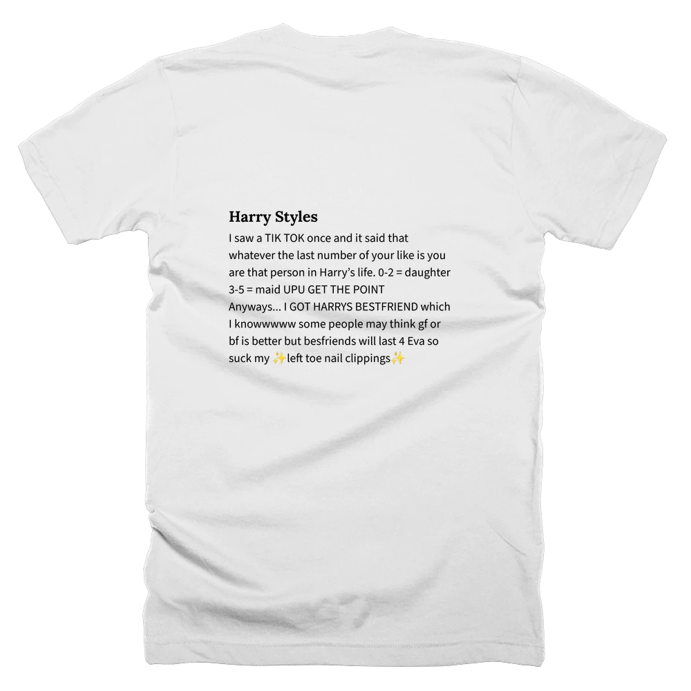T-shirt with a definition of 'Harry Styles' printed on the back