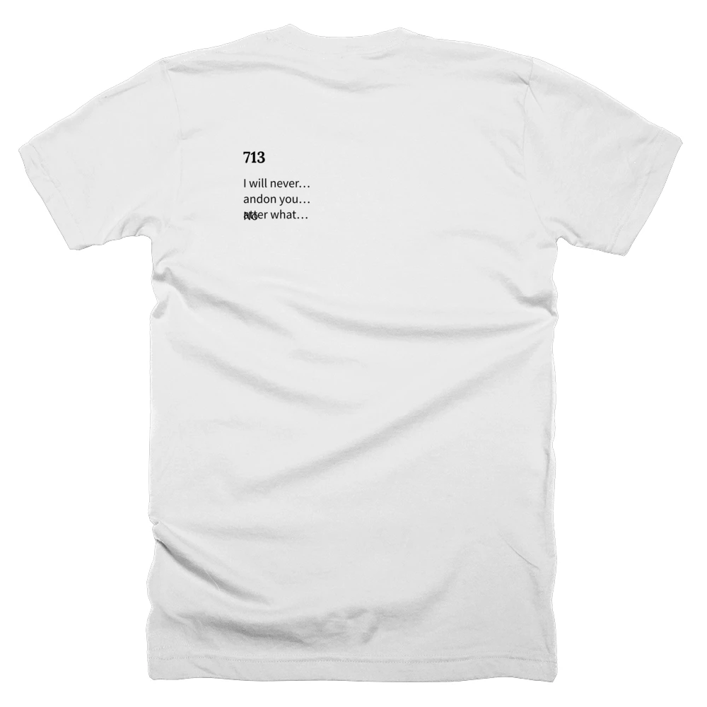 T-shirt with a definition of '713' printed on the back