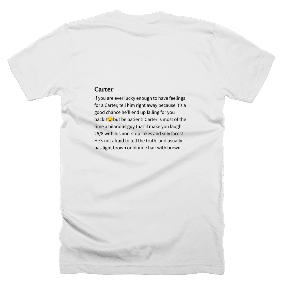 T-shirt with a definition of 'Carter' printed on the back