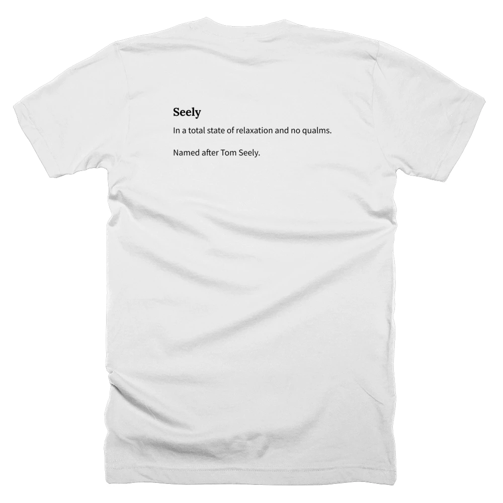 T-shirt with a definition of 'Seely' printed on the back
