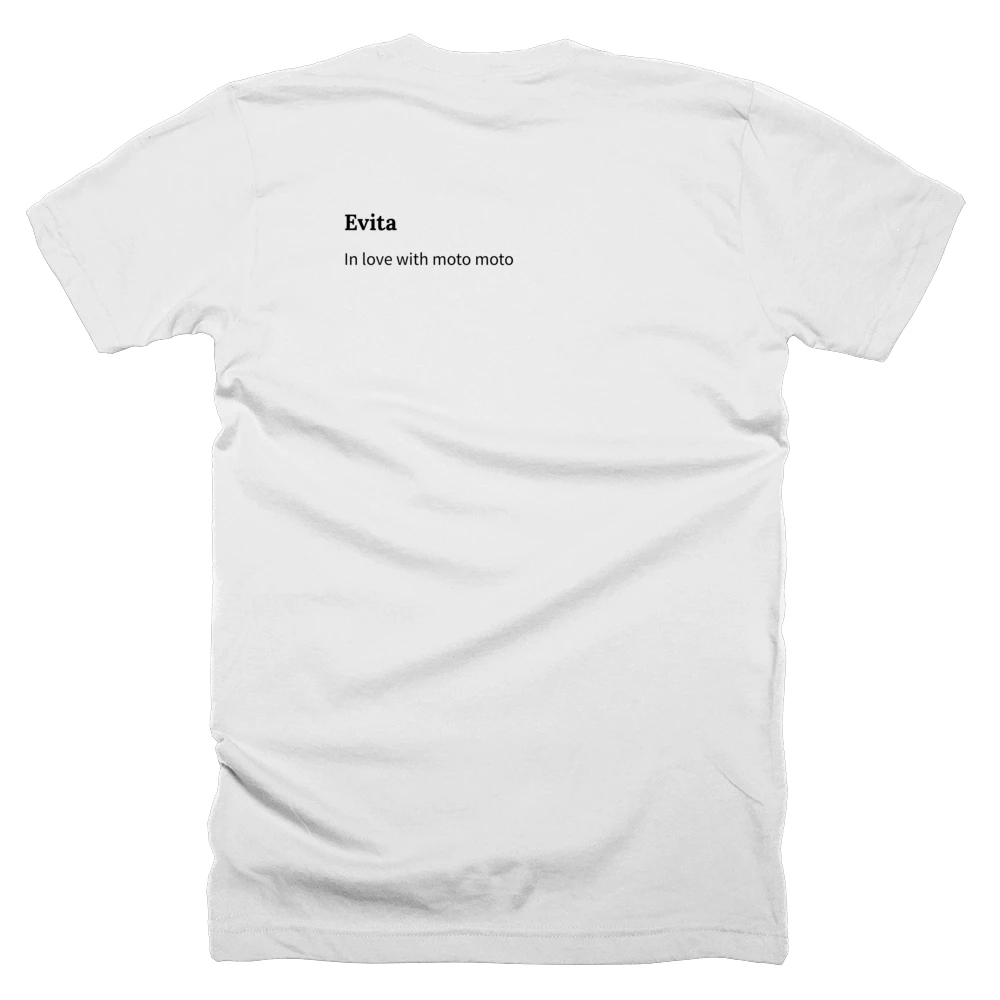 T-shirt with a definition of 'Evita' printed on the back