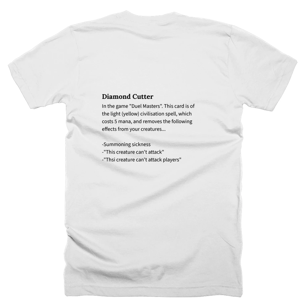 T-shirt with a definition of 'Diamond Cutter' printed on the back