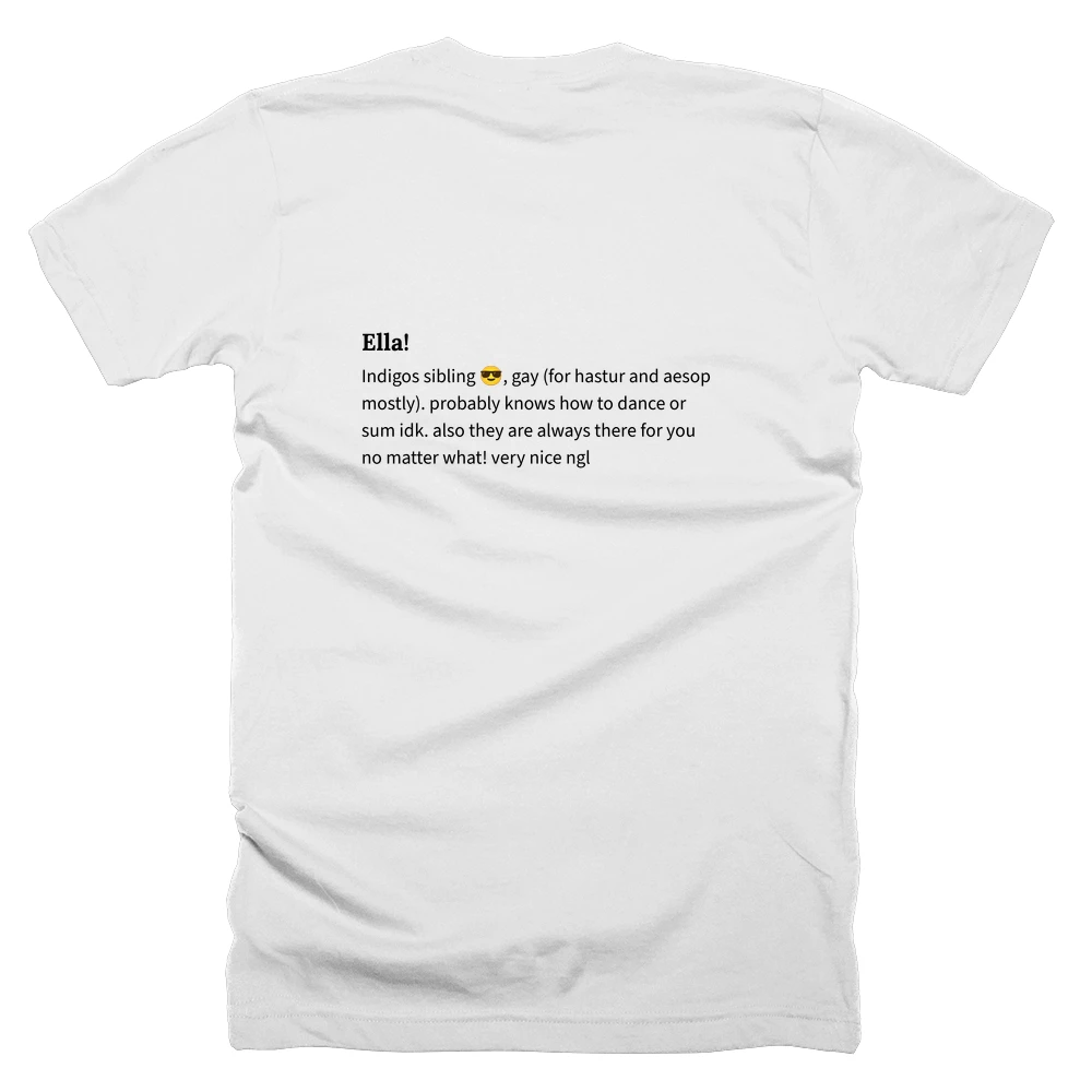 T-shirt with a definition of 'Ella!' printed on the back