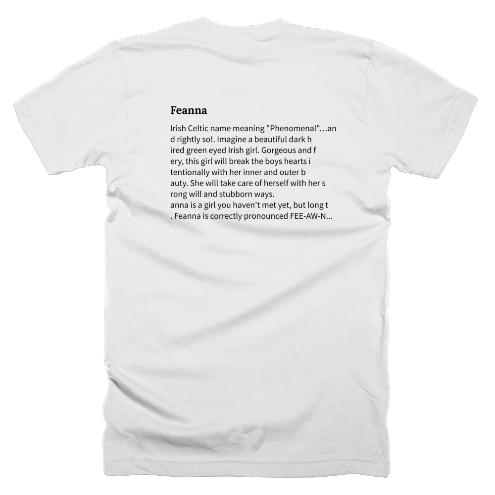 T-shirt with a definition of 'Feanna' printed on the back