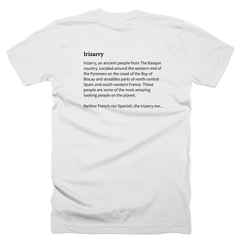 T-shirt with a definition of 'Irizarry' printed on the back
