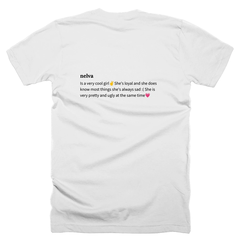 T-shirt with a definition of 'nelva' printed on the back