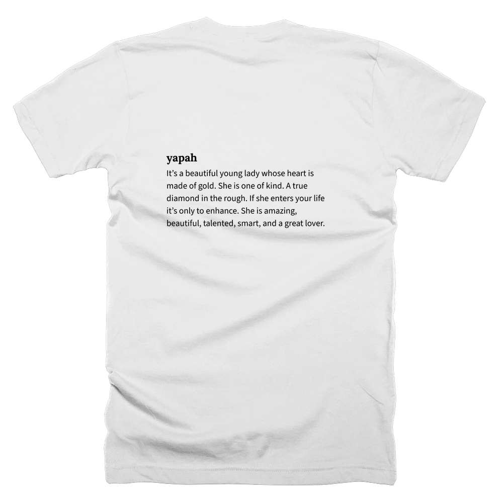T-shirt with a definition of 'yapah' printed on the back
