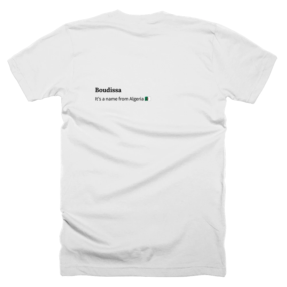 T-shirt with a definition of 'Boudissa' printed on the back