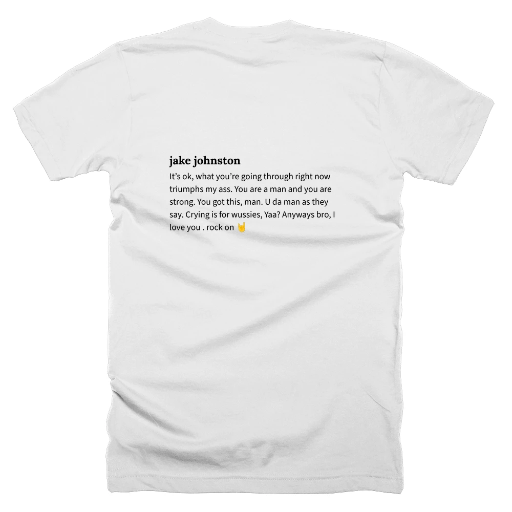 T-shirt with a definition of 'jake johnston' printed on the back