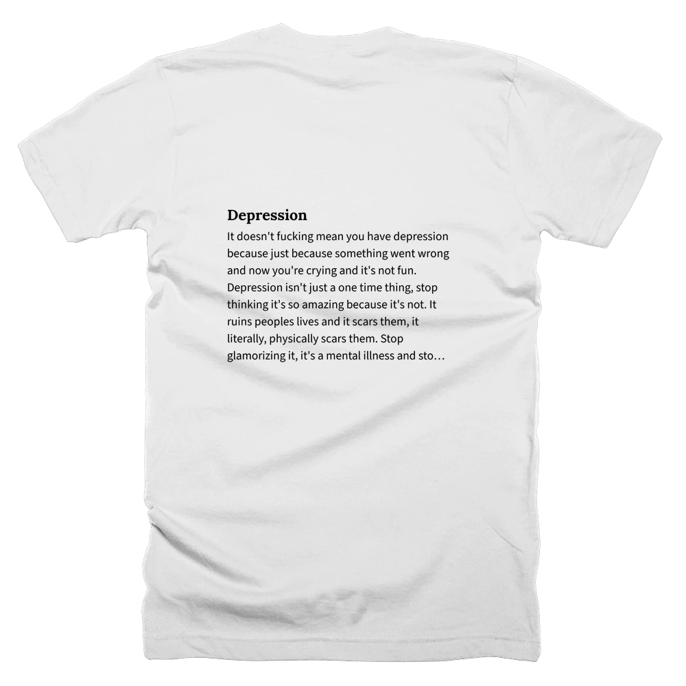 T-shirt with a definition of 'Depression' printed on the back
