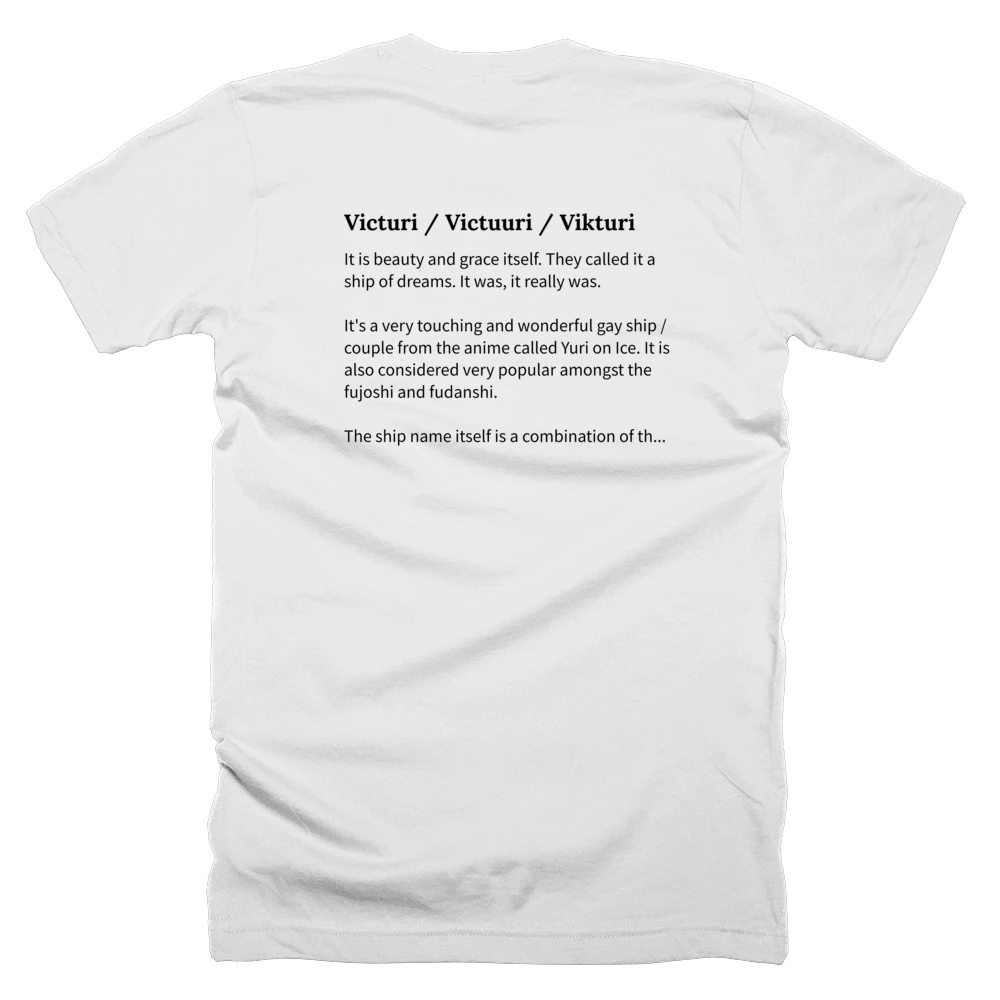 T-shirt with a definition of 'Victuri / Victuuri / Vikturi' printed on the back