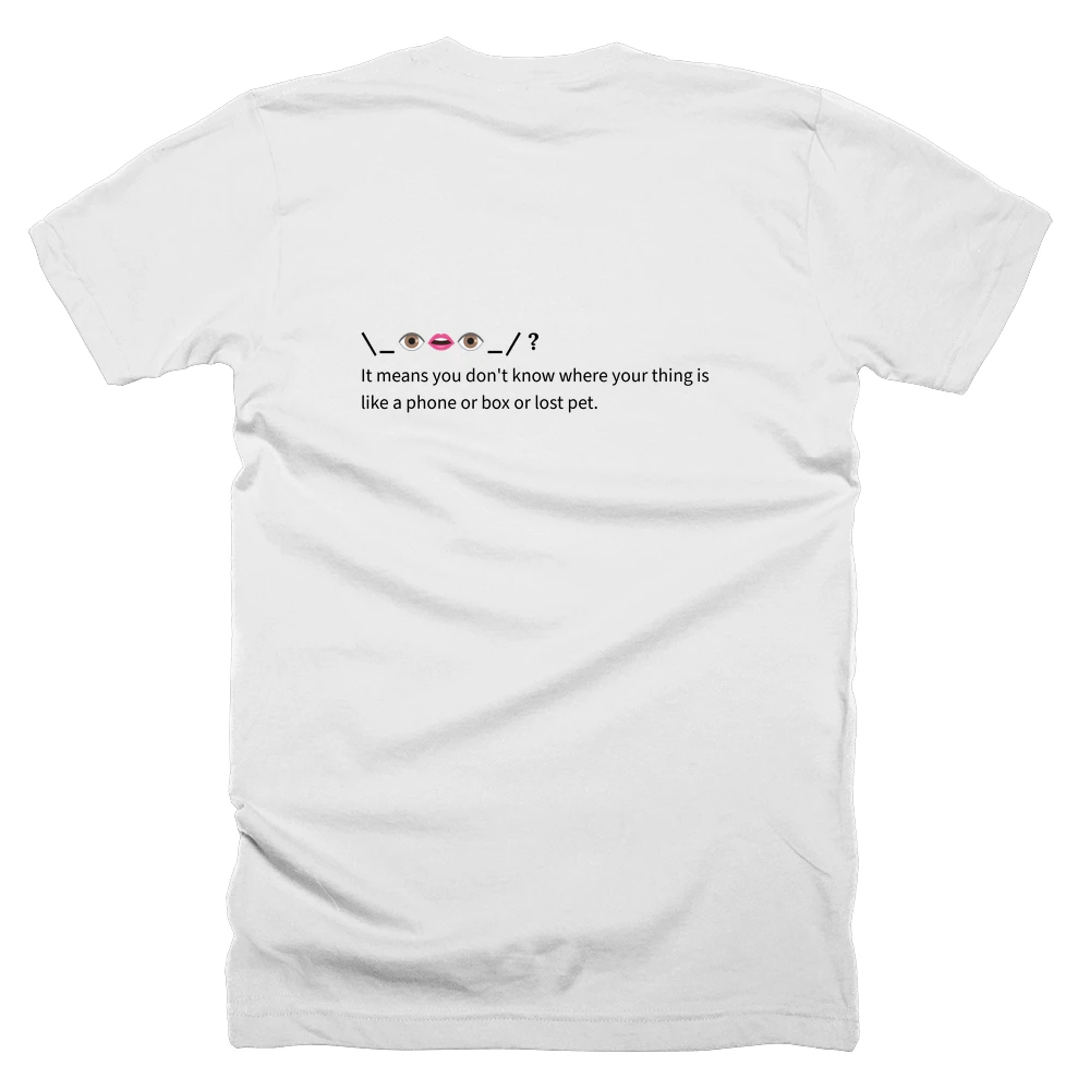 T-shirt with a definition of '\_👁️👄👁️_/ ?' printed on the back