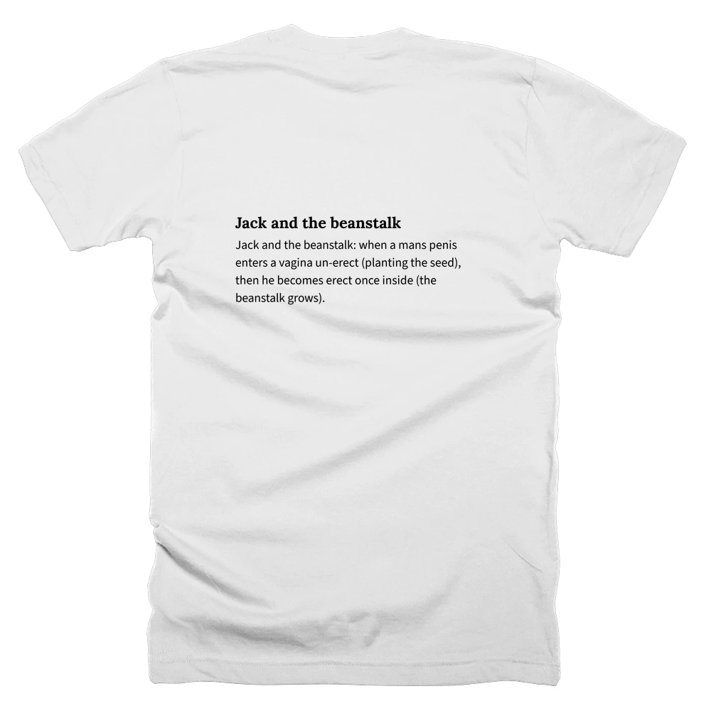 T-shirt with a definition of 'Jack and the beanstalk' printed on the back