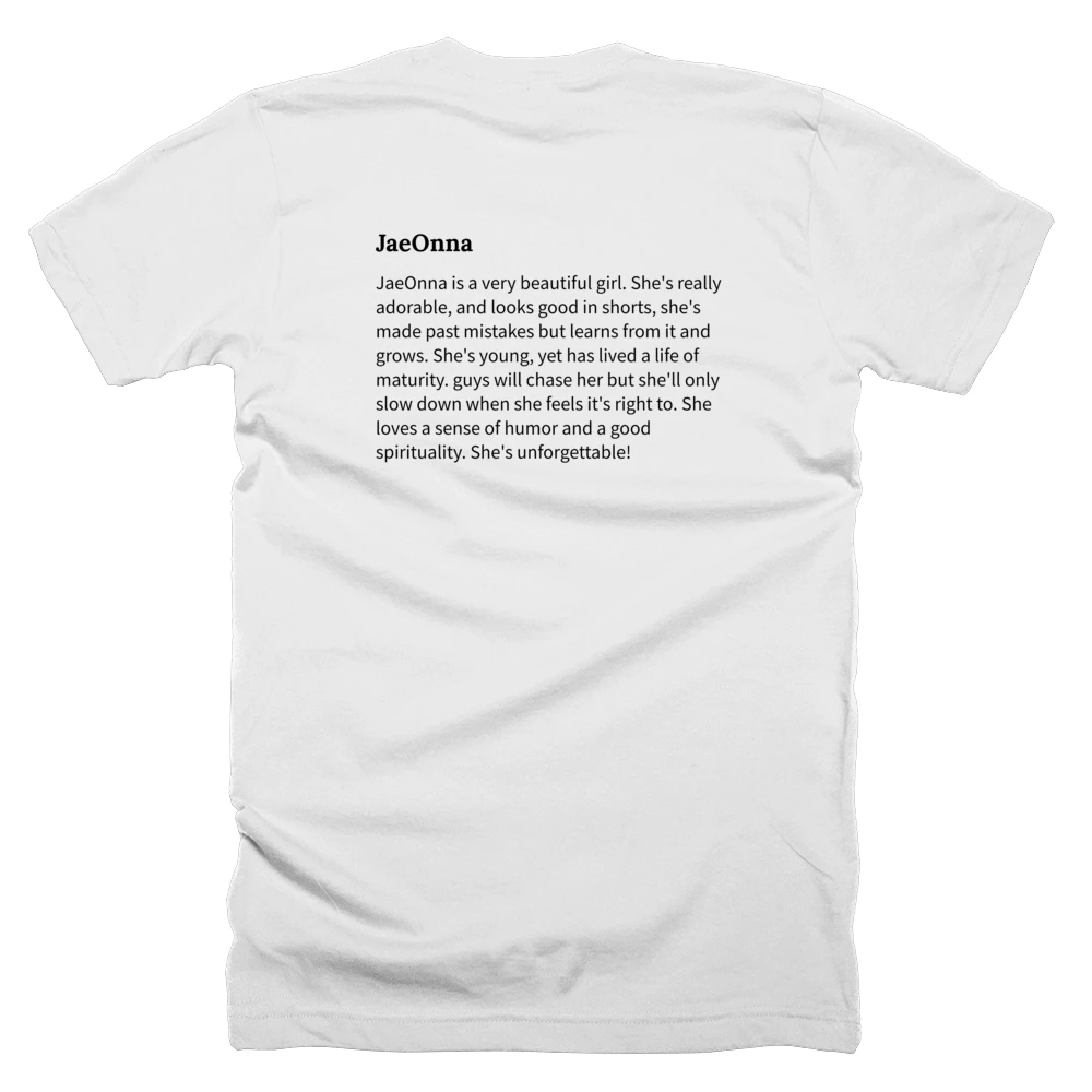 T-shirt with a definition of 'JaeOnna' printed on the back