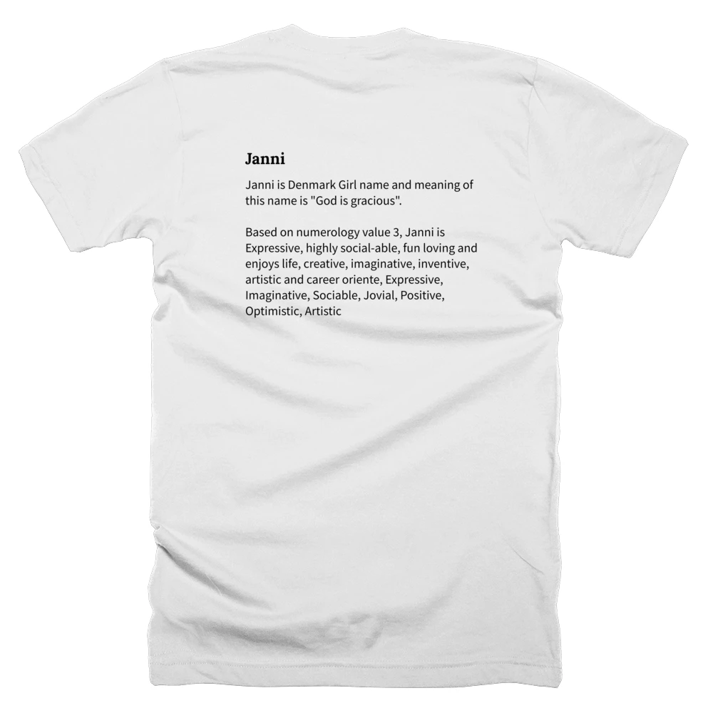 T-shirt with a definition of 'Janni' printed on the back