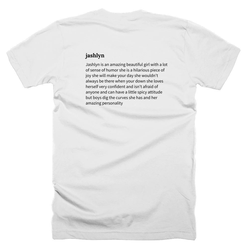 T-shirt with a definition of 'jashlyn' printed on the back