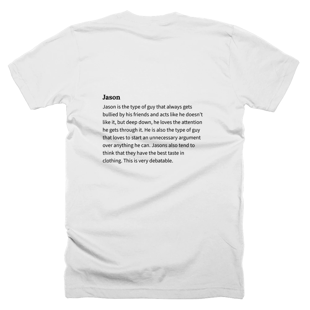 T-shirt with a definition of 'Jason' printed on the back