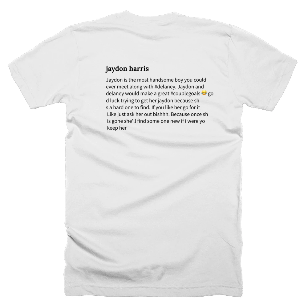 T-shirt with a definition of 'jaydon harris' printed on the back