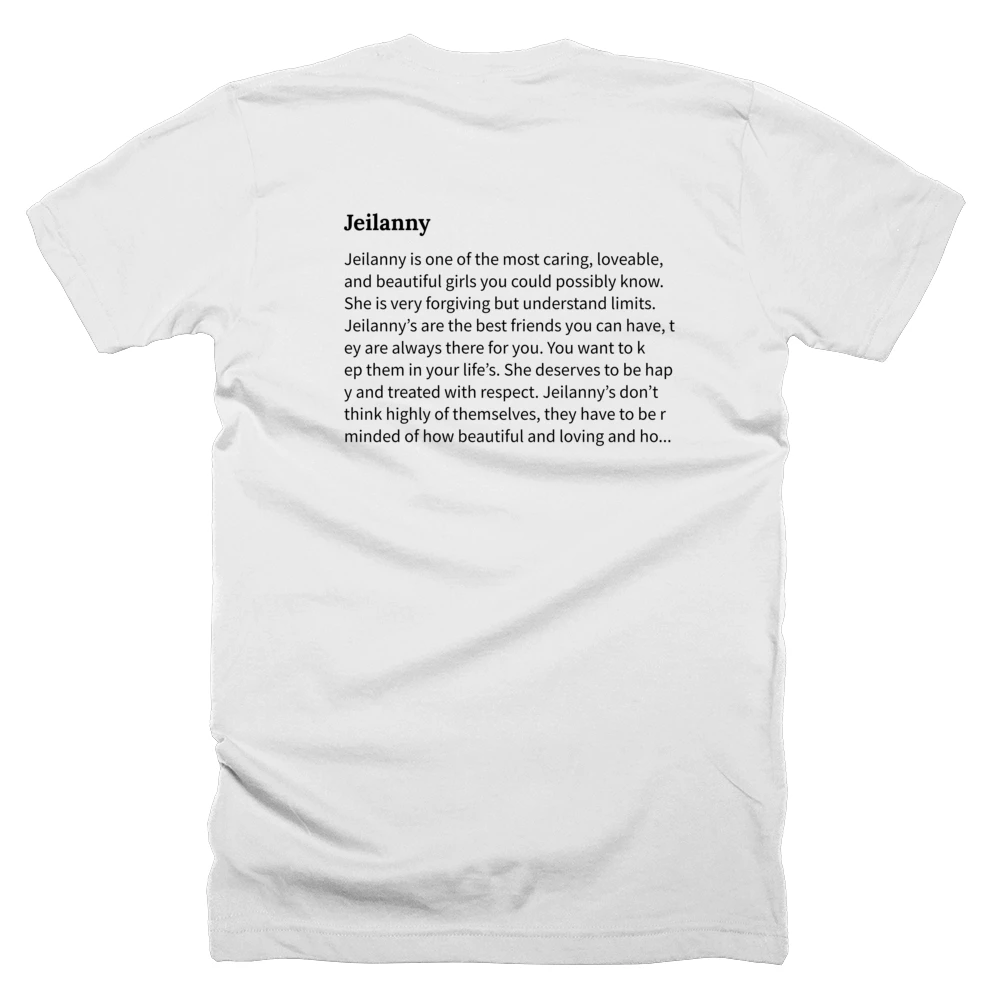 T-shirt with a definition of 'Jeilanny' printed on the back