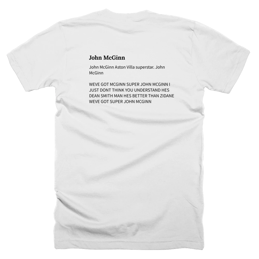 T-shirt with a definition of 'John McGinn' printed on the back