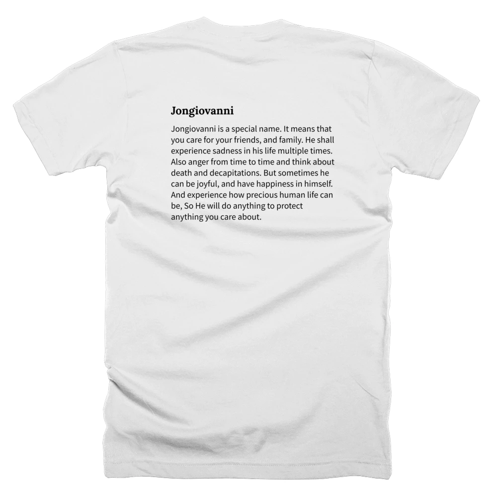T-shirt with a definition of 'Jongiovanni' printed on the back