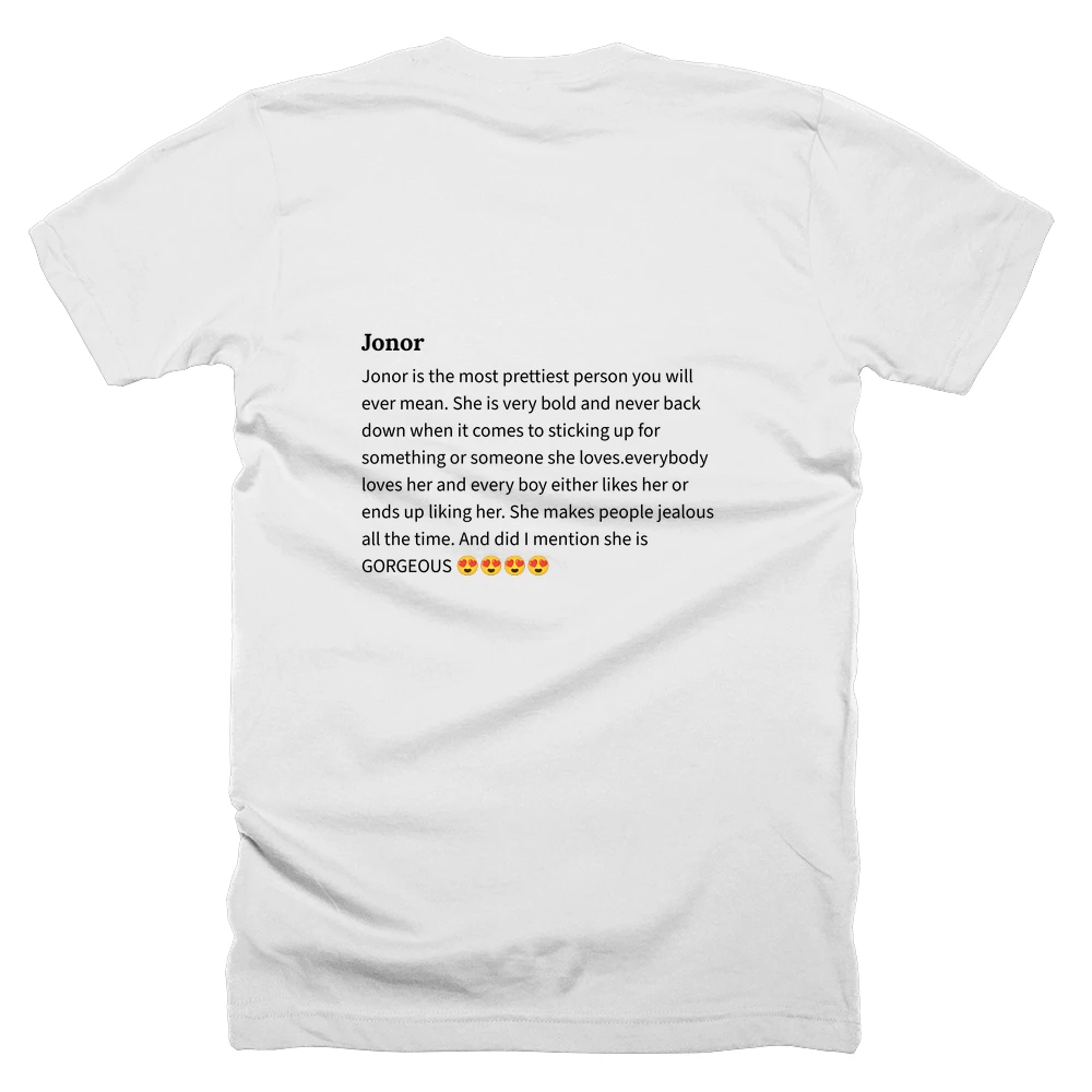 T-shirt with a definition of 'Jonor' printed on the back