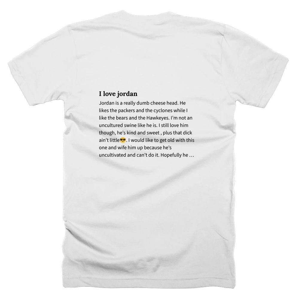 T-shirt with a definition of 'I love jordan' printed on the back