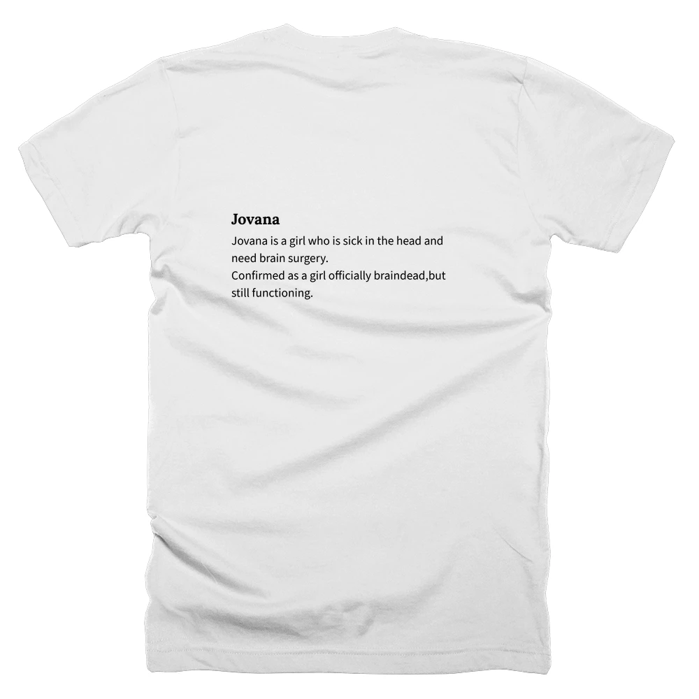 T-shirt with a definition of 'Jovana' printed on the back