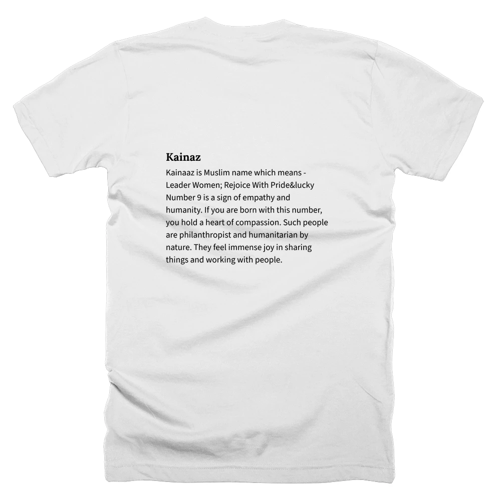 T-shirt with a definition of 'Kainaz' printed on the back