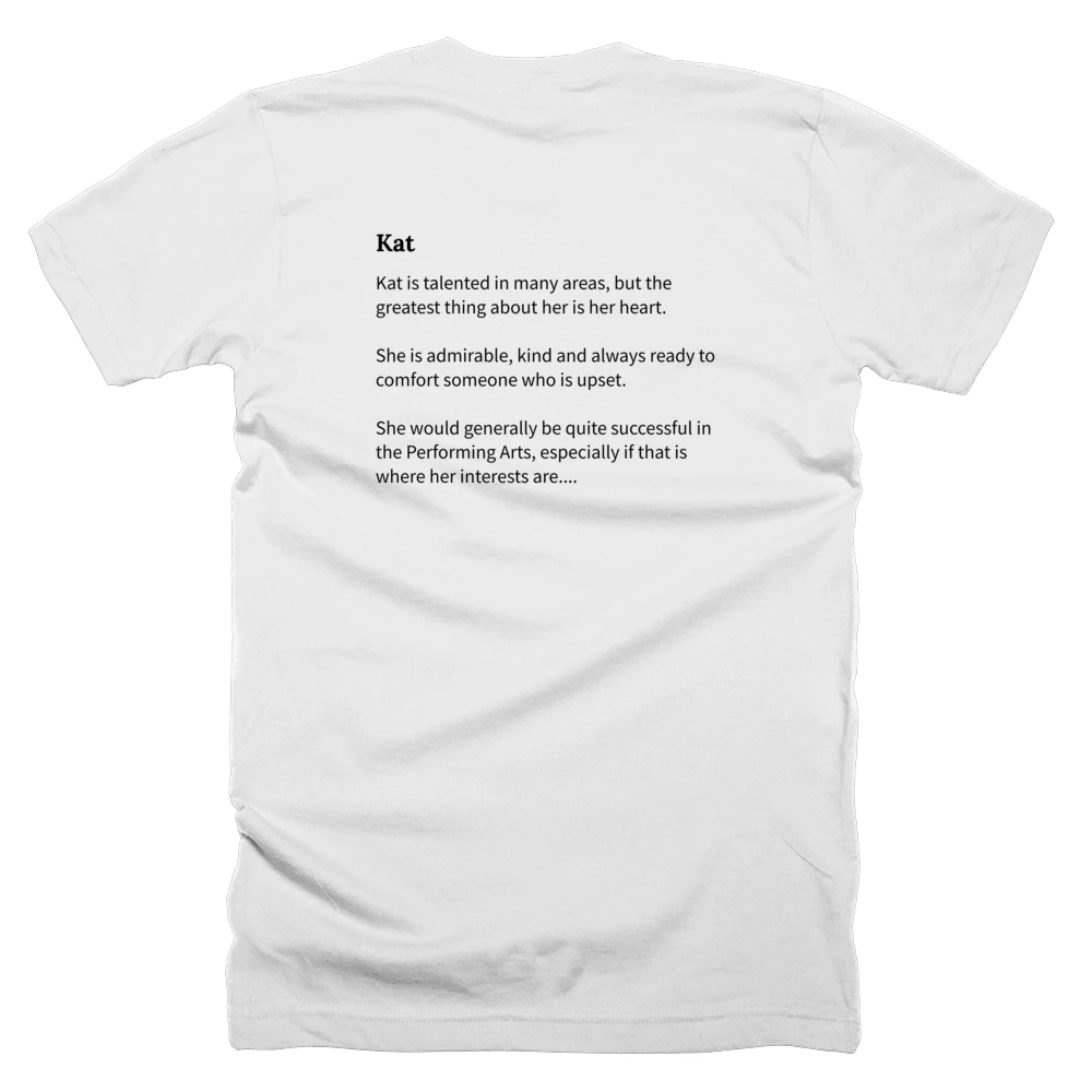 T-shirt with a definition of 'Kat' printed on the back